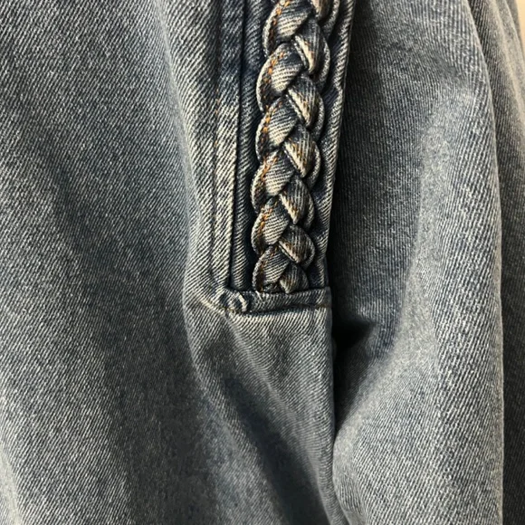 A Loves A Denim Braided Crew Neck Open Front Long Sleeve Jacket Size XL - rare! - Picture 8 of 13